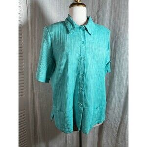 Allison Daley Blouses Size 16 Women’s Vintage Turquoise Structured Top